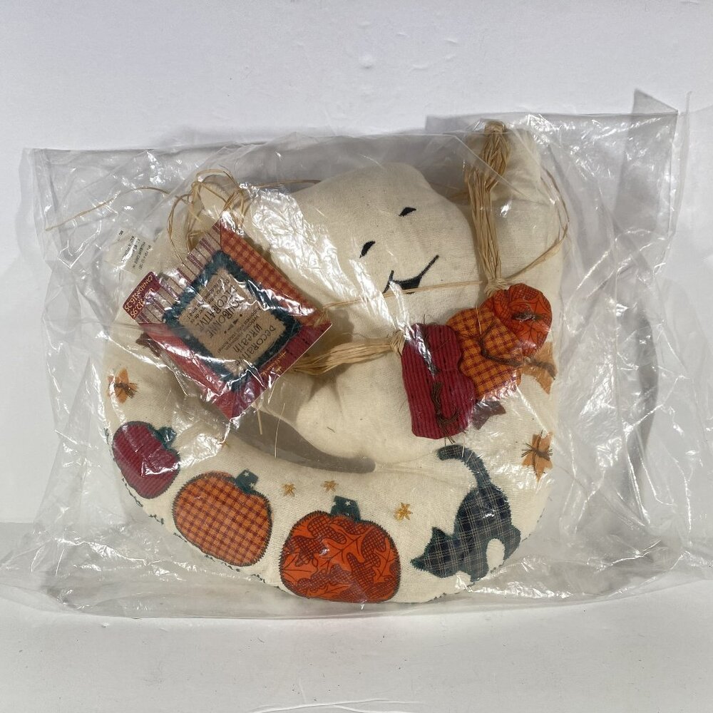 VTG 1997 Hallmark Ghost Wreath Hanging Decor NWT NOS Patchwork Design-SUPER CUTE